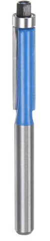QUARKZMAN Fresas de Corte al Ras con Vástago de 6 mm, Diámetro de 1/4, Profundidad de Corte de 1, Rodamiento Superior, Corte Recto al Ras, Fresas para Tableros de Partículas, Azul