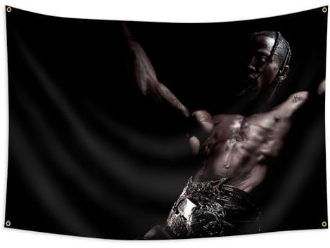 Konern Travis Sänger Tapisserie Scott Rapper Musik Wandalbum Kunst hängende dekorative (152,4 x 101,6 cm), schwarz