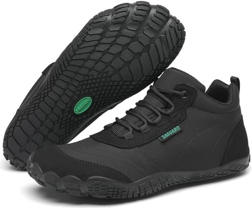 SAGUARO Barfußschuhe Herren Barfuss Schuhe Damen Barfusschuhe Leicht Zehenschuhe Bequem Fitnessschuhe Rutschfest Traillaufschuhe Barefoot Shoes mit Zero-Drop Sohle Schwarz,EU Gr.45