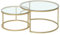JZGORC 2er Set Couchtisch, Stapelbarer Runder Beistelltisch für Wohnzimmer, Vergoldete Metallbeine, Geeignet für Wohnzimmer, Café, Lounge (60 * 45 cm und 40 * 35 cm) – Glas Gold