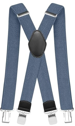 Pejoye Hosenträger für Herren 4cm Breit Arbeitshosen Stark Motorradhose Lang X-Back 4 Metall Clips Einstellbar und Elastisch Einheitsgröße für Männer und Damen (Blau)