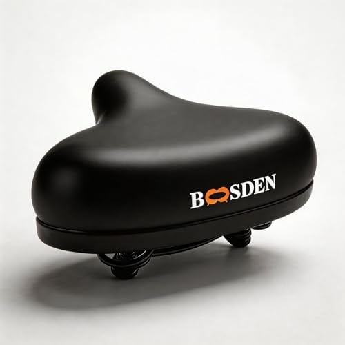 BOOSDEN Weicher Fahrradsitz, bequemes Gel-Sattelkissen, wasserdichter Memory-Schaum-Fahrradsitz, ideal für Männer und Frauen auf Rennrad, Mountainbike, Heimtrainer, Schwarz