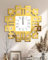 Artloge Wanduhr Groß Kristall Uhren Modern 60×60, Luxus Funkuhr Wohnzimmer Wanduhren Batteriebetrieben ohne Tickgeräusche Römische Ziffern für Wohnzimmer, Schlafzimmer, Küchen Dekoration Gold