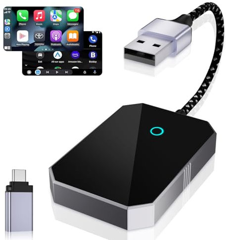 Carplay Adaptador inalámbrico con Chip de bajo Consumo de energía - CarPlay dongle para Coches CarPlay por Cable, Compatible con iPhone iOS Sistemas Android，Soporte de actualización en línea