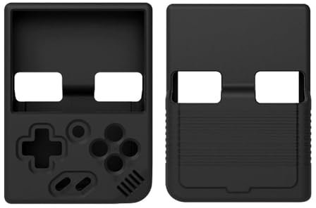 Protective Case for Miyoo Mini Plus Gaming Console Retro Game Console Silicone Protective Cover Solid Color Storage Dust Case with Lanyard (Black)
