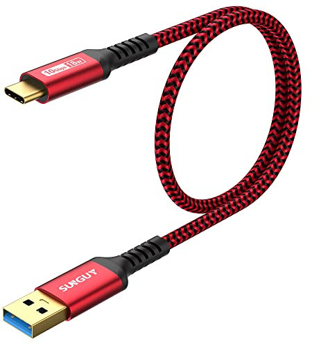 SUNGUY Câble USB C, [2 pièces 0,5m] Câble USB A vers C 10 Gbps Câble en nylon tressé de Compatible avec iPhone 16/15 Pro Max, Galaxy S24/S23 Ultra, Android Auto-Rouge