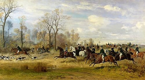 MHFFDYIV Berühmte Gemälde Mode Leinwand Malerei Leinwand Plakat Kaiser I. von Österreich Jagd auf Jagdhunde mit der Gräfin Larisch in Schlesien von Emil Adam für Wohnzimmerdekoration 60x90cm