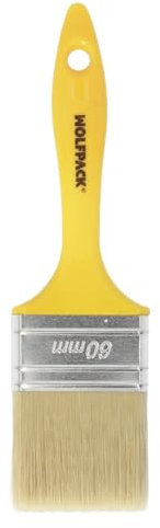 Pinceau Professionnel en Poils Blancs, Largeur 60 mm, Poils naturels, Manche en Plastique Ergonomique, Pinceau Peintre, Pinceau Peinture