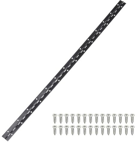 sourcing map Piano Hinge, 30 Inch x 1.2 Inch Stainless Steel Continuous Hinge Door Hinge with Holes, for Boat Cabinet Door Box Furniture, Black
