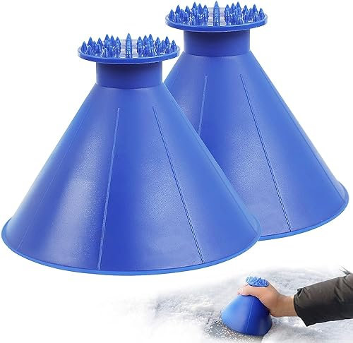 sunnilly Eiskratzer Auto Rund,2 Stücke Auto Eiskratzer, Runder Eiskratzer,Auto Eiskratzer mit Trichter Rund 360 Grad,Magical Ice Removal Schnell Tool für Geeignet Auto SUV Van (Blau)