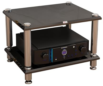 STCERY Design HiFi Rack aus Holz & Stahl, Etagen Stereo-Komponenten-Rack/Schrank, 1/1/3/4-stufiger AV-Medienständer, HiFi-Rack-Ständerschrank, für Wohnzimmer Büro(43cm/16.9in)