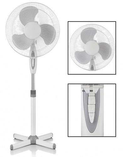 Zanbeel Standing Fan, 16 inch, 3 Speed Settings, Oscillating, Height Adjustable,40 watt, White