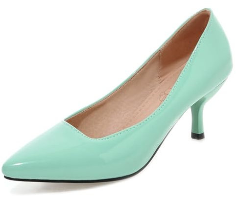 Damen mit Kätzchen Fersenpumps 646 Grün Gr 38 EU/39Cn