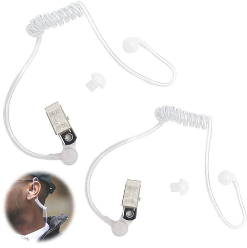 BUOKSLLY 2 Pack Security Ausrüstung Schallschlauch Ohreinsatz, Transparent Bi Directional Earphone Sound Tube, Ideal for Earphones for Bodyguard & Security, Durable with Retaining Clip