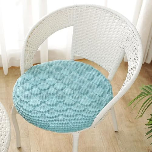 Sitzkissen Rund 50cm, Weiche Stuhlkissen 4er set mit Rutschfest Waschbar Cordstoff Sitzauflage Stuhl mit Reißverschluss, Sitzpolster Stuhlauflage für Indoor Esszimmer Küche Outdoor Garten, Hellblau