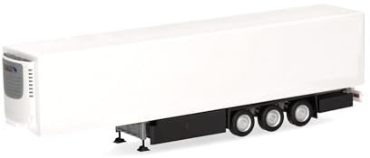 Herpa Modellino camion Schmitz E-Trailer semirimorchio isotermico frigorifero, 3 assi, miniatura scala 1:87, pezzo da collezione, Made in Germany, plastica, colore: bianco