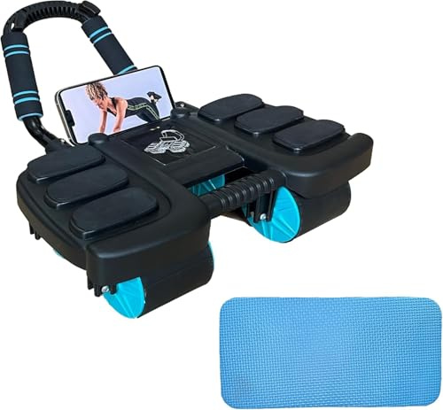 Ab Roller Übungsrad - Ab Workout Equipment mit Kniematte, Automatisches Rebound Bauchrad mit 6 Ellenbogenstützen & 4 Rädern, Core Strength Training Ab Trainer für Home Gym