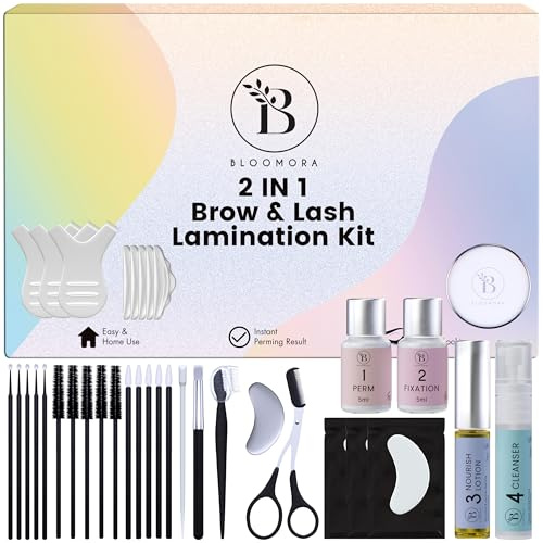 Kit Laminación Cejas y Pestañas 2 en 1, Dura 6-8 Semanas - BLK7 | Resultados Duran 6-8 Semanas, Incluye Lociones y Herramientas, Vegana, sin Pruebas con Animales, Fácil Aplicación Doméstica