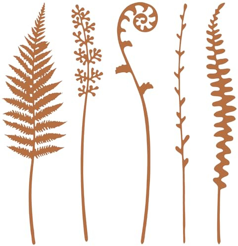 HOMIKLSA Gartenstecker Metall Rost – Dekorative Metallblumen für wetterfeste Gartendeko im Blumenbeet, Vorgarten, Rasen & Blumentöpfen(Gras)