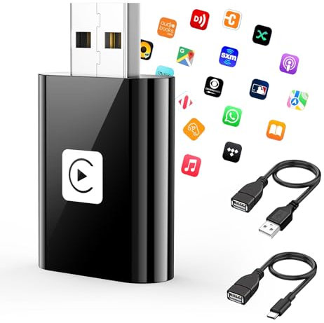 Mini Wireless Carplay Adapter UK for iPhone, 2025 Stable Universal Wireless carplay Adapter, Fast Convert Factory Wired to Wireless CarPlay Dongle Cars for Apple for iOS (NOT for Android)