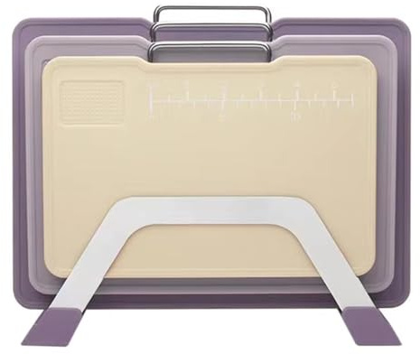 Fegtrtyoa Cutting Board Set with Stand with Stand and Grinding Area 3 Sizes for Efficient Chopping B