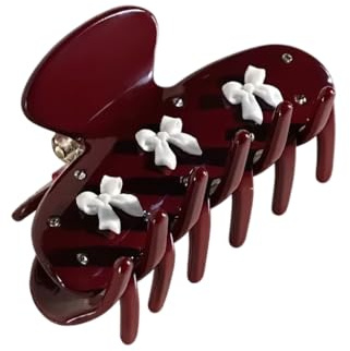 The RPZL Premium Acetate Big Hair Accessory | Oversized Claw Clip for Thick and Thin Hair | Stylish Hair Jaw Clip for Women and Girls (Holiday Cherry Red Bows)