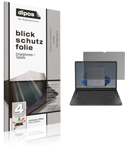 dipos Blickschutzfolie für Lenovo 13w Yoga Gen 2 | Displayschutz matt mit 4-Wege Sichtschutz-Effekt, Privacy Filter, passt perfekt, kratzfest, blasenfrei, selbstklebend
