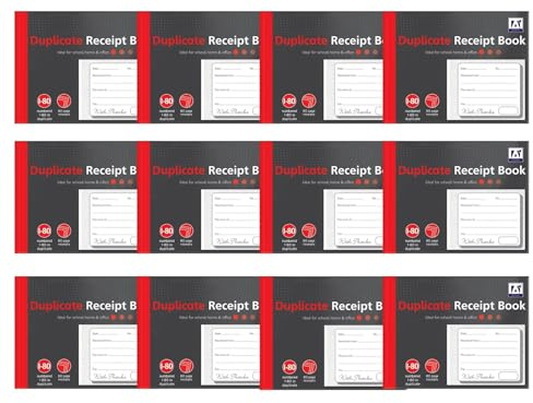 Duplicate Quittungsbücher, Packung mit 12 kleinen Unternehmen, Rechnungsblock, Selbstständig, Kassenbuch, Kohlepapier, 80 nummerierte Seiten, mikroperforiert, Abreißblätter
