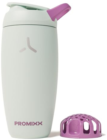 Promixx Pursuit Shaker Aislado – 550ml Acero Inoxidable Doble Pared Mezclador Proteínas con Snap-Fit para Batidos Helados – Hermético para Fitness – Verde Alga Marina