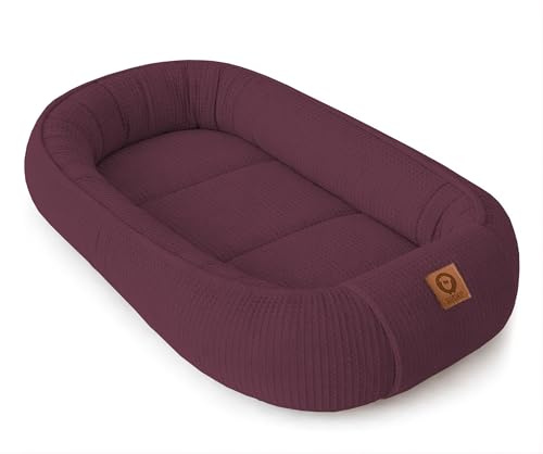 Babynestchen Neugeborene – Babynest aus Waffelpique Baumwolle – Nestchen Baby für Babybett & Kinderbett – Babykokon Tragbar – OEKO-TEX zertifiziert – Zubehör Babybett - Blaubeere Waffelpique