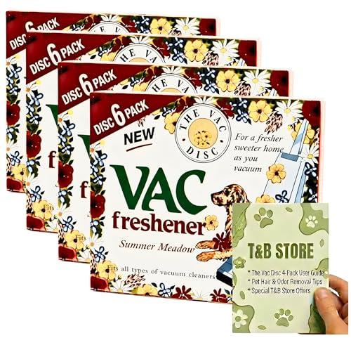4x Vac Freshener Summer Meadow – 4 Pack Bundle (24 Discs Total) – Professional Strength Vacuum Deodorizer for Pet Hair & Odors – Fits All Vacuum Models