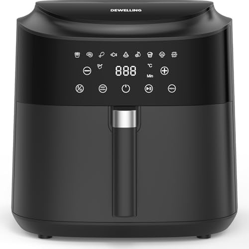 Dewelling Heißluftfritteuse XXL 9L 2350W – Leistungsstarke Airfryer mit 9 Programmen, Digitales LED Touch Display, Ohne PFAS, Schüttelerinnerung, Warmhaltefunktion, Große Familiengröße, 40–200°C