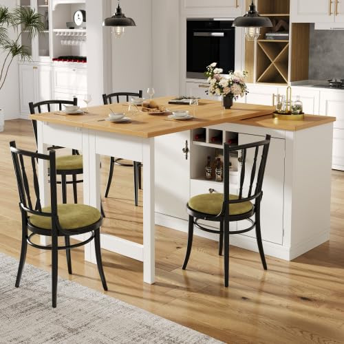 chellago Bartisch ausziehbar 120-180 cm Sideboard Wohnzimmer Esstisch Küche Homeoffice 360° drehbar Stehtisch mit Stauraum Weinregal 76 cm hoch Kommode weiß MDF