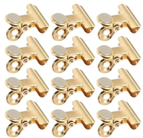 YARNOW Clips Magnétiques Design Élégant et Portable en Acier Inoxydable Or Lot de 12 pour Porte-Photo pour Affichage Bureau ou Décoration Murale