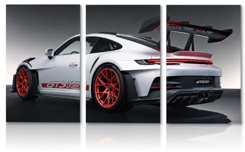 LUMIREX 3 Stück Auto Poster für Jungs Zimmer, Wandbild Sportwagen | Leinwand Bild Set Auto Wanddeko, Supercar Wandposter Motivation, Geschenk Autoliebhaber Bilder 40x30cm