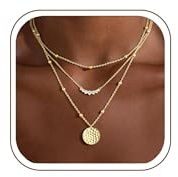 Turandoss 14K Vergoldete Mehrreihige Layer Halskette für Damen | Personalisiert Kette Geburtstagsgeschenk für Freundin Frau Mädchen