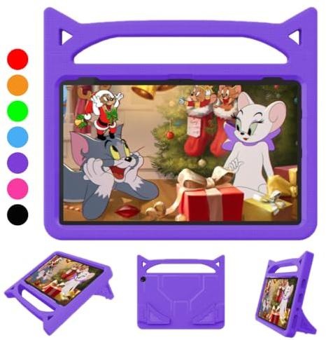 DJ&RPPQ Case for 10 inch Tablet,Light Weight Shock Proof Handle Stand Kids Friendly Case for 10 Tablet.Also for 10in Sony Nokia iPad Samsung Android Tablets.Purple