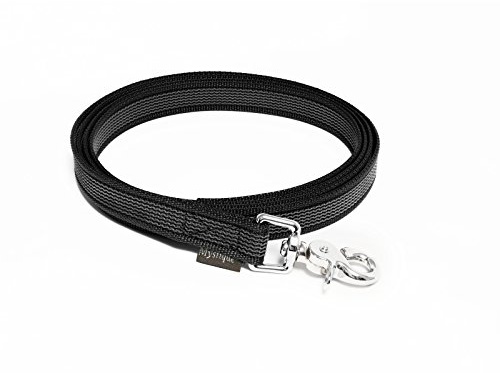 Mystique® Gummierte Leine 20mm ohne Handschlaufe Scherenkarabinerhaken schwarz 2m