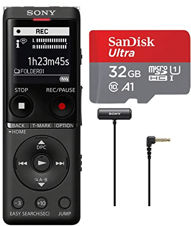 Sony ICD-UX560 Enregistreur vocal numérique stéréo avec USB intégré avec micro ECMCS3