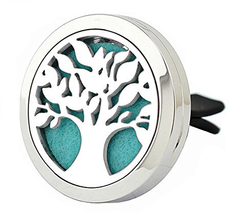 JOYMIAO 30MM Auto Lufterfrischer Vent Clip - Baum des Lebens ätherisches Öl Diffusor Edelstahl für Auto Schmuck - Cadeau pour Homme