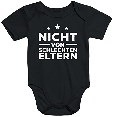 MoonWorks Kurzarm Baby-Body mit Aufdruck Nicht von schlechten Eltern Bio-Baumwolle