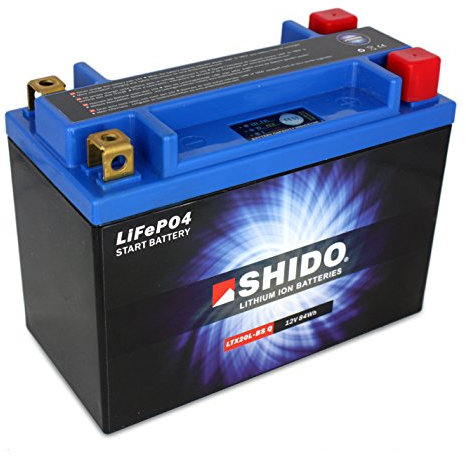 Batterie Shido Lithium LTX20L-BS / YTX20L-BS Quattro, 12V/18AH (Maße: 175x87x155) für Harley Davidson FLSTC 1584 Heritage Softail Classic Baujahr 2007