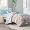 Intelligentes Design Vinnie Mikrofaser-Druck, Blumen-Design, Bestickt, modern, trendy, lässig, für alle Jahreszeiten, Bettwäsche-Set für Mädchenzimmer Twin XL Aqua