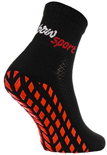 Rainbow Socks - Neo ABS Sport Socks - Damen Herren Neon Sneaker Sport Stopper Socken - 1 Paar - Schwarz - Größen 36-38