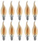 10 Stück C35 4W Retro Non Dimmbar Glühfaden LED Kerze Lampe, 2700K Warmweiß 400 Lumen, Ersatz für 40W Glühlampen, E14 Fassung, Flamme Form, Vergoldet Glas, 360° Abstrahlwinkel