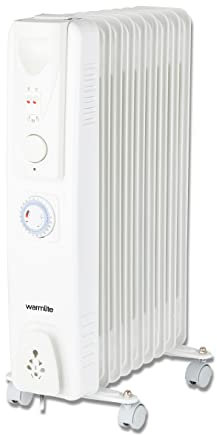 Warmlite WL43004YTW 2000W 9-Fin Oil Filled Radiator with 3 Power Settings and Adjustable Timer, White