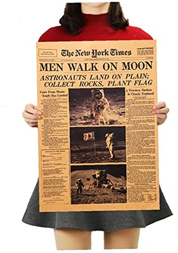 TOSSPER Apollo 11 Mondlandung New York Times Poster Vintage-Kraft-Papier-Wand-Aufkleber-Kind-Raum-Dekoration Wallpaper 51 * 35.5cm
