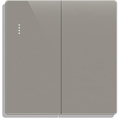 CNBINGO Interruptor de botón de balancín grande con puntos de fósforo, placa de pared moderna gris mate, interruptor de luz doble eléctrico, 2 bandas 1 manera, 16A 250V