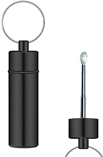 iSnuff Premium Travel Container with Spoon | Metal Vial with Telescopic Spoon - Deluxe Dispenser (Black)