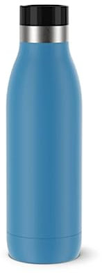 Tefal Gourde 0,5 L, Réutilisable, Acier inoxydable, Hermétique, Revêtement coloré texture poudrée, Ergonomique, Boissons chaudes 12h et froides 24h, Compatible lave-vaisselle, Bludrop bleu N3110310